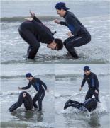 ‘1박2일’ 데프콘, 바다서 3단 앞구르기 입수 ‘포복절도’