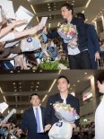 왕대륙 내한, 미소 가득한 입국현장 ‘눈에서 꿀 떨어지네’