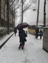 "늦을까 조마" 서울 폭설, 직장인 발동동 경비원 눈삽들고 '분주'