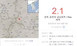 경북 김천, 규모 2.1 지진 발생 "동일 진앙지..5월말 이후 두번째"