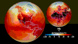 나사가 공개한 펄펄 끓는 지구 온도 사진..서반구 전체가 빨깐색이네