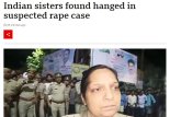 집단 성폭행 당한 뒤 숨진채 나무에 매달린 인도 10대 자매