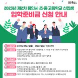 용인시, 초·중·고 '입학준비금' 추가 신청접수...10만원 지역화폐 지급