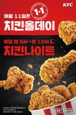 KFC, 11일은 하루 종일 치킨 1+1, '치킨올데이' 프로모션