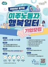 경기도, '이주노동자 행복일터' 참여 기업 모집...최대 1000만원 지원