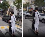 헬멧 미착용에 2인 탑승, 링거까지…'킥라니'의 무모한 질주