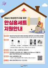 성남시, 여성 혼자 사는 1인 가구 100명에 '안심 홈세트 지원'