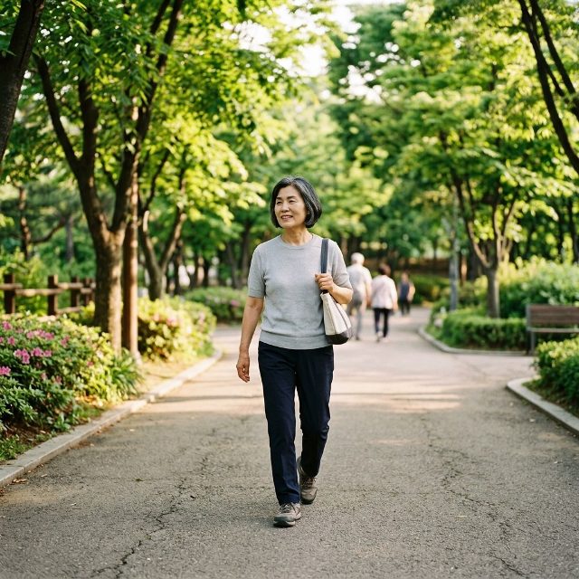 60대 여성 하루 20분 햇볕 산책, 몸에 나타나는 변화