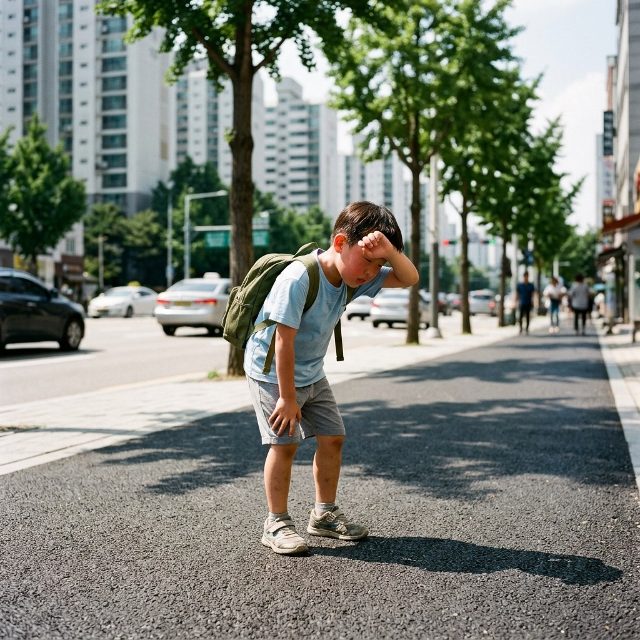 키 작은 아이가 더 위험하다…아스팔트 60도 열기가 만드는 숨 가쁨