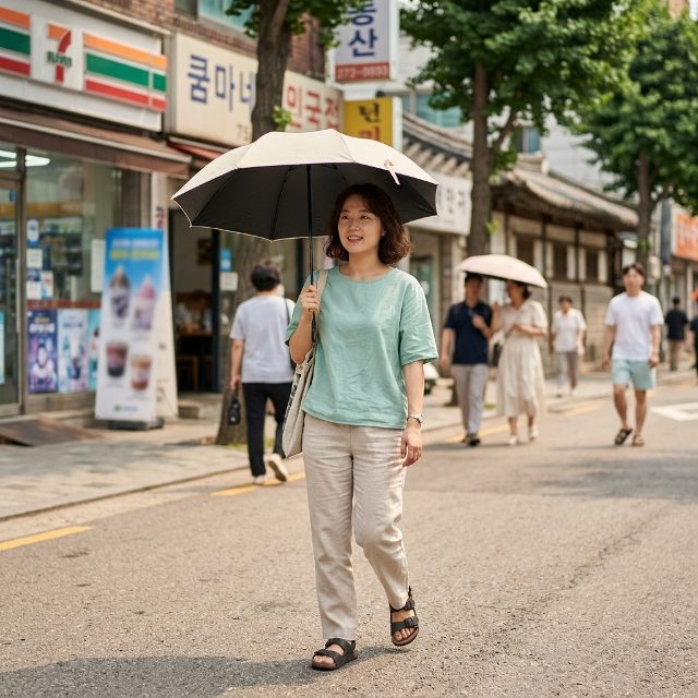 검은 양산 vs 흰 양산, 복사열까지 막는 색 조합