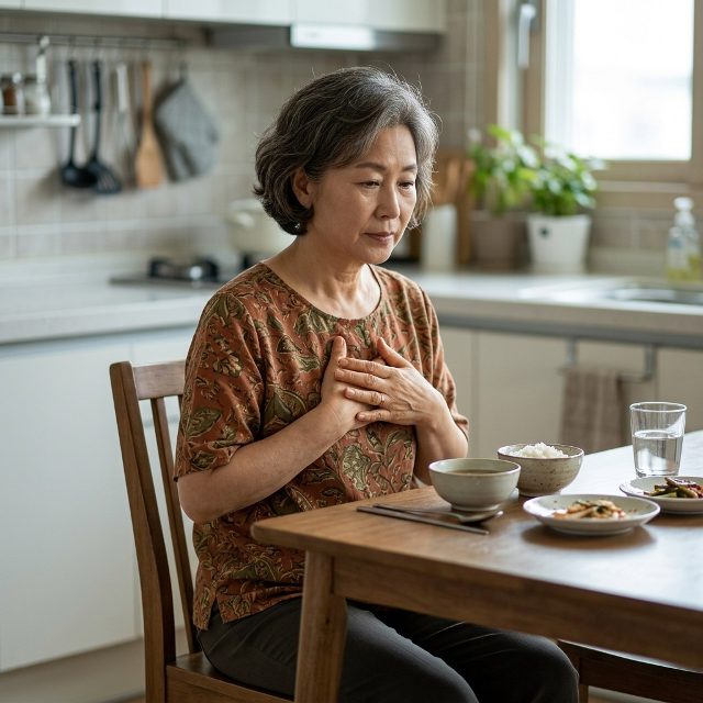 식후 명치가 답답하고 속이 더부룩하다…의자에서 시작하는 복부 스트레칭