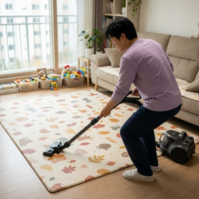 거실 놀이매트, 스팀청소기와 강한 흡입 청소기 써도 괜찮을까?
