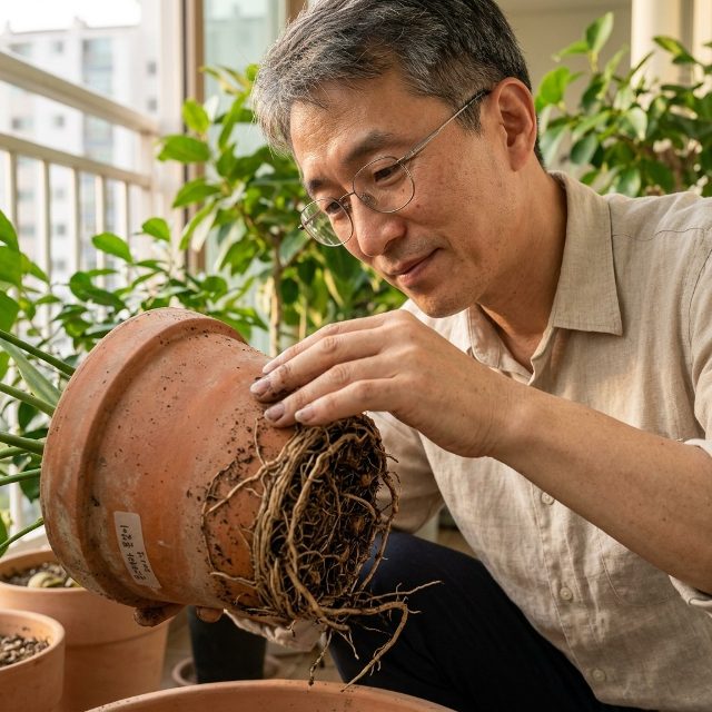 가을에 화분 분갈이 서두르지 마세요…뿌리 꽉 찼을 때만 해야 하는 이유