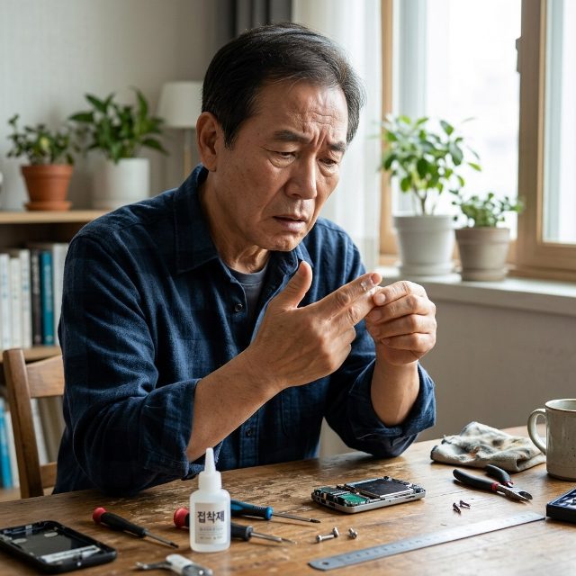 순간접착제 손에 묻었을 때, 억지로 떼지 마세요