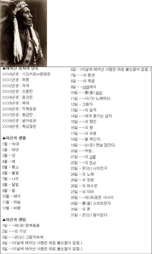 ‘인디언식 이름짓기’ 화제 당신의 이름은?