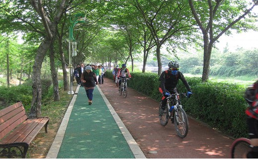 국토해양부와 인천시가 지난해 완공한 남동문화생태누리길에서 시민들이 자전거와 걷기 운동을 즐기고 있다. 남동문화생태누리길은 인천대공원과 소래습지생태공원을 잇는 약 6㎞에 달하는 구간으로 주민들의 이용도가 높다.