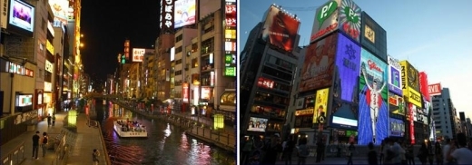 ▲ ▶ 도톤보리 시내 관광: 활기찬 도시 도톤보리, 다자에몬바시 선착장 발착으로 약20분간 돌아보는 도톤보리 미니 크루즈를 이용하면 가이드 안내로 닛폰바시, 에비스바시, 도톤보리바시 등 9개의 다리를 통과하는 크루징을 즐기며, 강에서 바라 보는 도톤보리의 경관을 부담없이 즐기실 수 있다. [출처: 오사카관광청]