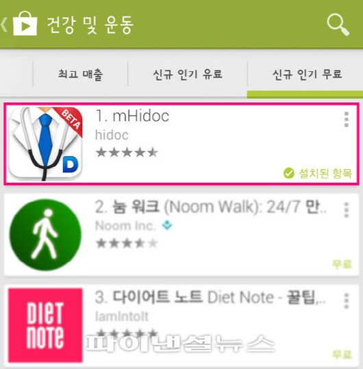 스마트폰 주치의 ‘엠하이닥’ 출시 첫 주만에 인기 어플 1위