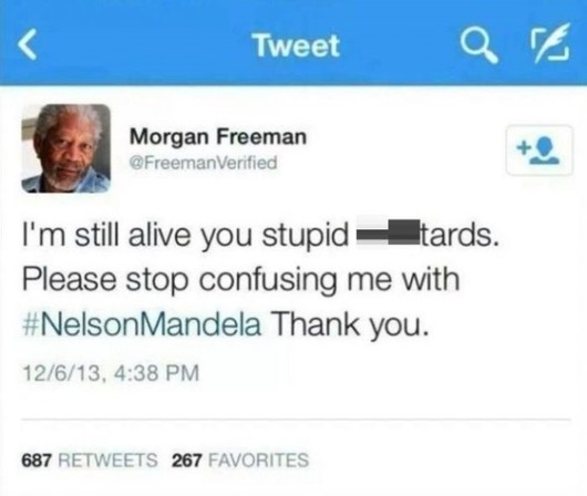 “난 넬슨 만델라 아니야 바보들아” 모건 프리먼의 짜증?