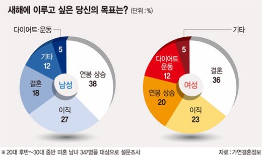 미혼남녀 새해 소망 ‘연봉상승·결혼’