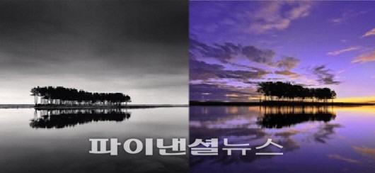 사진 왼쪽은 케나의 '솔섬', 오른쪽은 대한항공이 2011년 광고에 사용한 사진 <제공: 공근혜갤러리, 대한항공>