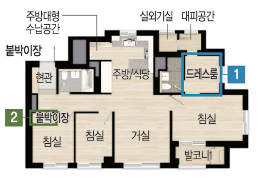 대우건설 '광명역 푸르지오' 59㎡C 3면 발코니 주택형 확장 시
