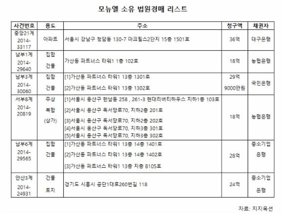 대출 사기 모뉴엘 소유 '청담동 마크힐스' 경매 나와