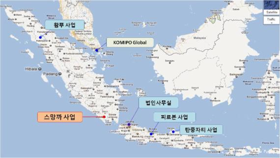한국중부발전이 국내 발전 회사 중 해외에서 두번째로 착공한 인도네시아 수마트라섬 스망까수력발전소 위치도.