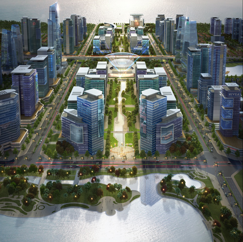 한국형 신도시 스타레이크 서쪽에서 바라본 신도시 조감도.