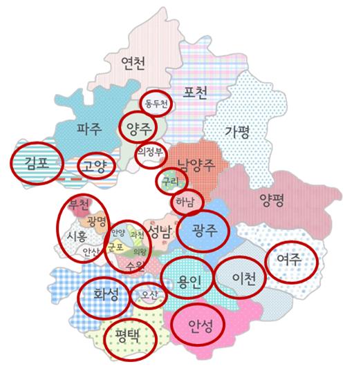 경기도 내 택시 통합호출서비스 가능 지역 (자료= 국토교통부)