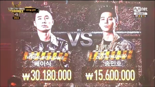 쇼미더머니 베이식 3천 만원VS 송민호 1천500만원 ‘2배 차이’로 ‘확실한 우승’