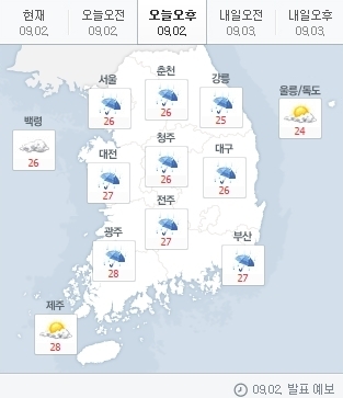 오늘 오후 날씨, 전국 대체로 흐리다 비…최고기온은?
