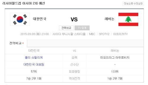 대한민국 레바논, 피파랭킹 ‘57위vs133위’ 전적 살펴보니 ‘훨씬 우세’