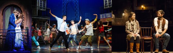 왼쪽부터 뮤지컬 '로미오 앤 줄리엣', '인 더 하이츠', '원스'.