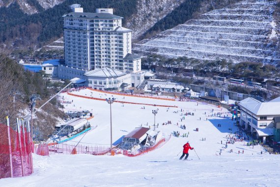 엘리시안강촌 스키장 개장후 고객맞이 '한창'