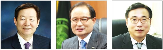 왼쪽부터 성낙인 서울대 총장, 송희영 건국대 총장, 유기풍 서강대 총장