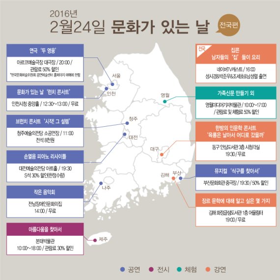 2월 문화가 있는 날 전국 지도