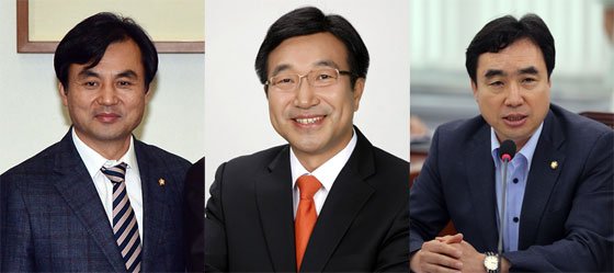 안규백 사무총장, 윤호중 정책위의장, 윤관석 수석대변인(왼쪽부터)