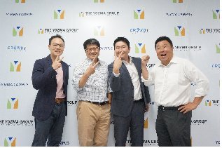 왼쪽부터 Y크라우드펀딩 김주원 대표이사, 스캇 정 대표이사, 요즈마한국 이원재 법인장, 김기석 대표이사