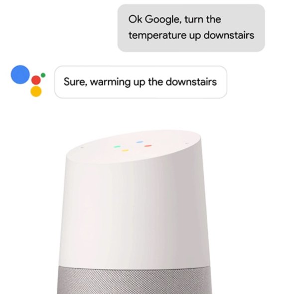 구글의 음성인식 기반 AI비서 '구글 어시스턴트'를 탑재한 '구글 홈'. 집 안에서 이용자의 음성 명령에 따라 집안 온도와 조명 등을 조절할 수 있다. /사진=구글