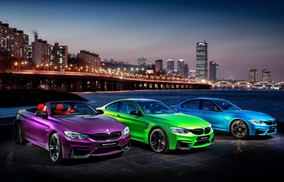 왼쪽부터 BMW M4 컨버터블, M4 쿠페, M3