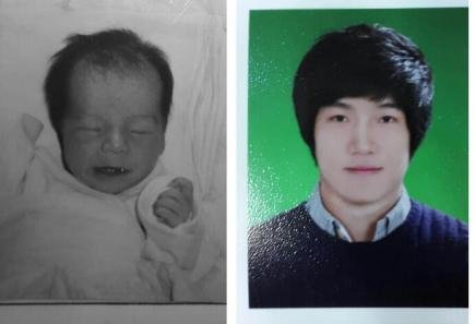 최동훈씨의 어릴적 사진(왼쪽)과 현재 모습.