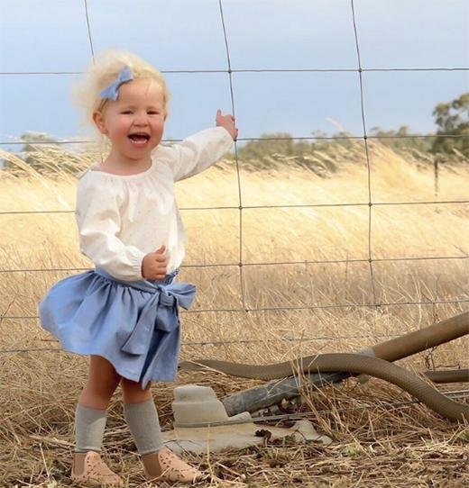 호주 빅토리아주에 거주하는 비앙카 디킨슨은 딸 몰리를 촬영하다가 큰 뱀을 발견했다./비앙카 디킨슨 인스타그램