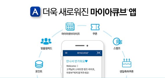 한국존슨앤드존슨 비젼은 콘택트렌즈 브랜드 아큐브의 멤버십 애플리케이션 ‘마이아큐브’를 새단장 했다.