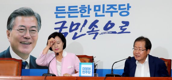추미애 더불어민주당 대표(왼쪽)와 홍준표 자유한국당 대표. /사진=연합뉴스