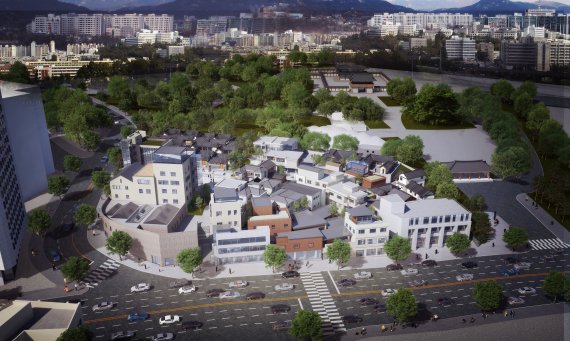 서울시가 '돈의문박물관마을'로 재생시켜 9월 열리는 '2017서울도시건축비엔날레'에 출품하는 돈의문 일대 마을 조감도. 1980년대까지 지어진 한옥과 건축물 30여동을 리모델링하는 것이다.