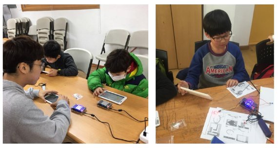 한국과학창의재단의 생활과학교실은 체험을 통해 과학 및 융합분야의 원리를 쉽게 이해할 수 있도록 돕고있다. 지난해 인천에서 진행한 생활과학교실에서 초등학생들이 태블릿을 이용해 코딩교육을 받고 있다.