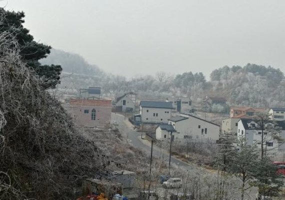 반곡역 언덕 아래, 성냔갑 같은 집들이 오순도순 눈을 맞고 있는 풍경. 사진=서정욱 기자