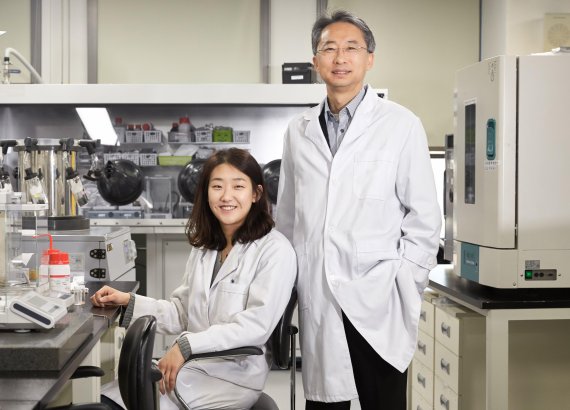 플렉시블 전고체 리튬이온배터리를 개발한 UNIST 에너지 및 화학공학부 이상영 교수(오른쪽)와 김세희 연구원(왼쪽) /사진=UNIST