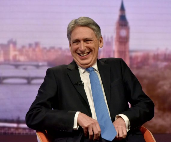 Britain's Chancellor of the Exchequer Philip Hammond attends the Marr Show at the BBC in London, March 11, 2018. Jeff Overs/BBC Handout via REUTERS NO RESALES. NO ARCHIVES THIS IMAGE HAS BEEN SUPPLIED BY A THIRD PARTY. IT IS DISTRIBUTED, EXACTLY AS RECEIVED BY REUTERS, AS A SERVICE TO CLIENTS <All r